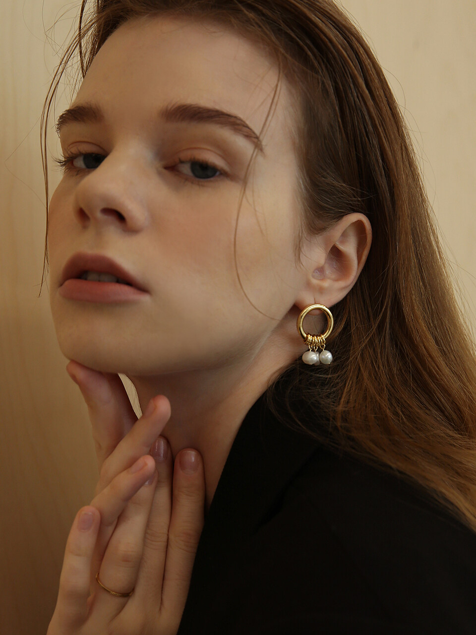 LAZYDAWN Pearl Drop Hoop Earring E012