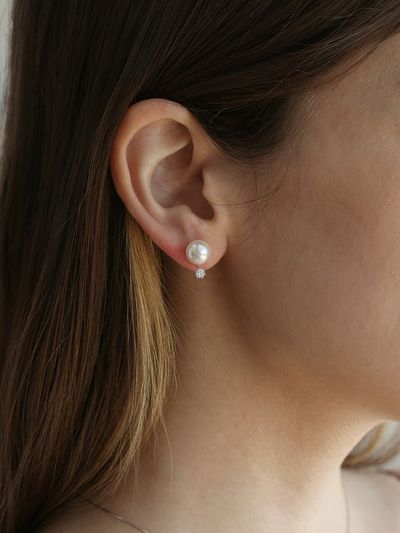 LAZYDAWN Pearl x cubic earring E024