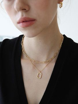 LAZYDAWN Pendant Layered Chain Necklace