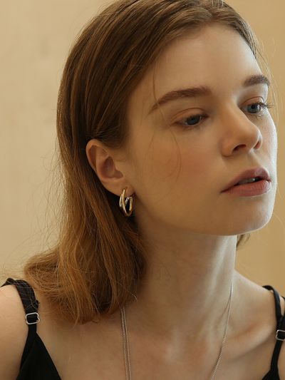 LAZYDAWN Two-Tone Layered Earring E010