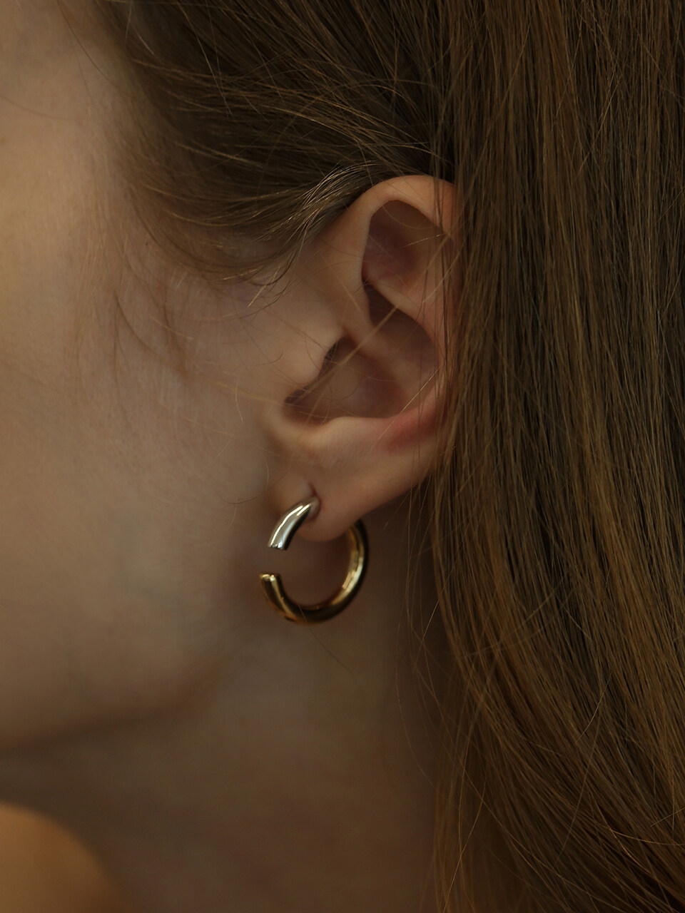 LAZYDAWN Two-Tone Round Earring E007