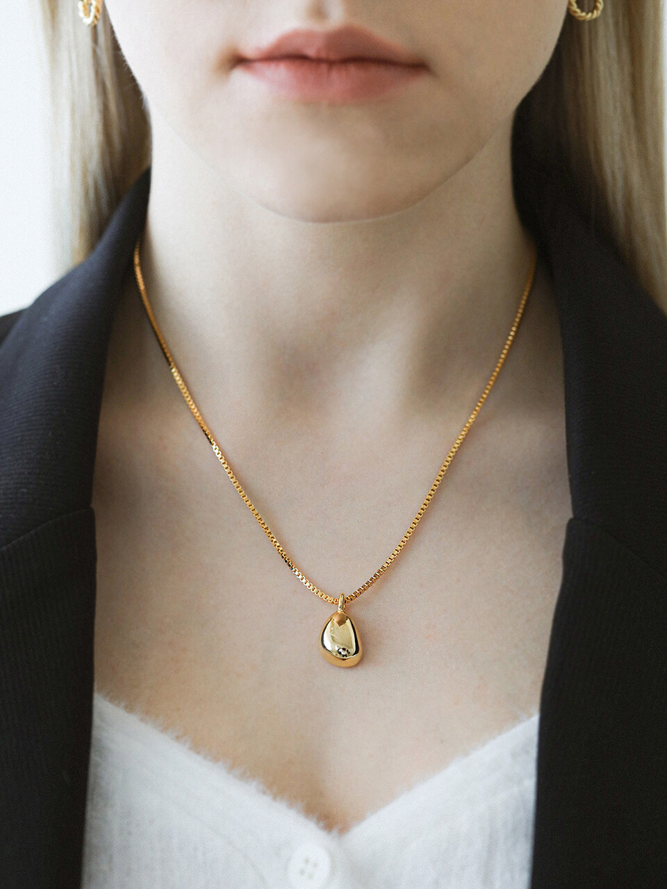 LAZYDAWN Water Drop Chain Necklace (N041) - 2 Colors