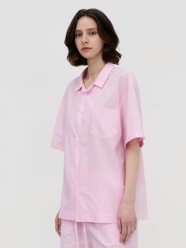 lazyz Stay Stripe Pajamas Short Sleeve Shirts - Raw Pink