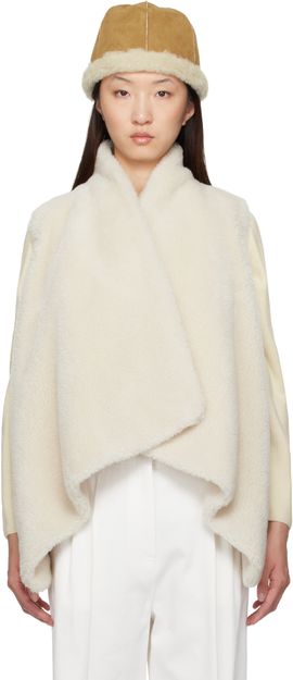 LE17SEPTEMBRE LE17SEPTEMBRE Beige Shawl Collar Faux-Shearling Vest