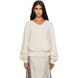 LE17SEPTEMBRE LE17SEPTEMBRE Beige Soft Alpaca Blend Tie V-Neck Sweater