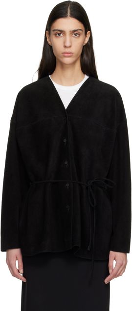 LE17SEPTEMBRE LE17SEPTEMBRE Black Collarless Suede Jacket