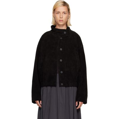 LE17SEPTEMBRE LE17SEPTEMBRE Black Funnel Neck Suede Jacket