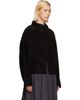 LE17SEPTEMBRE LE17SEPTEMBRE Black Funnel Neck Suede Jacket - 2
