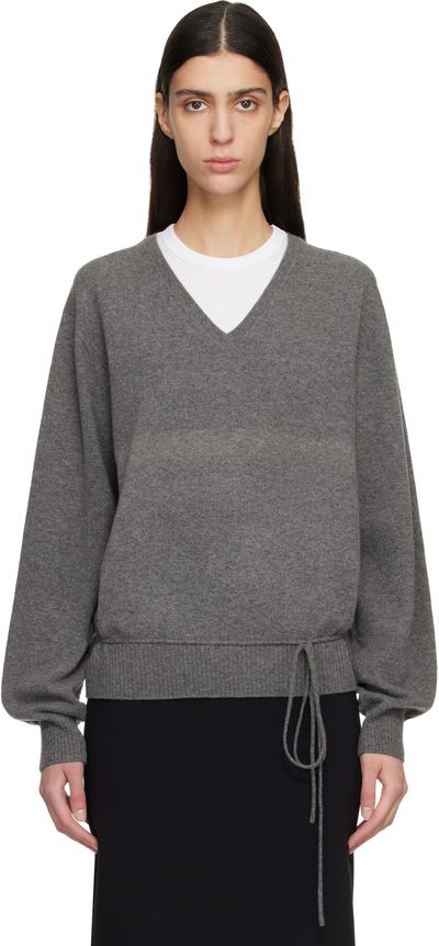 LE17SEPTEMBRE LE17SEPTEMBRE Gray Cashmere Blend Wholegarment V-Neck Sweater