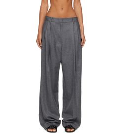 LE17SEPTEMBRE LE17SEPTEMBRE Gray Tuck Tailored Wool Trousers