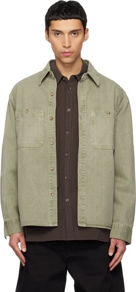LE17SEPTEMBRE LE17SEPTEMBRE Green Garment-Dyed Denim Shirt
