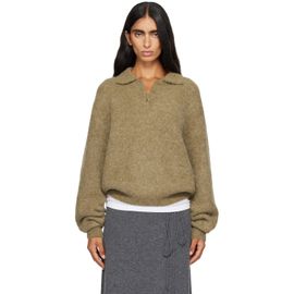 LE17SEPTEMBRE LE17SEPTEMBRE Khaki Textured Alpaca Collar Knit Polo