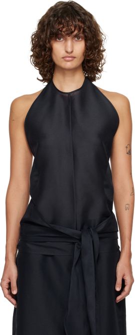 LE17SEPTEMBRE LE17SEPTEMBRE Navy Fluid Halterneck Top