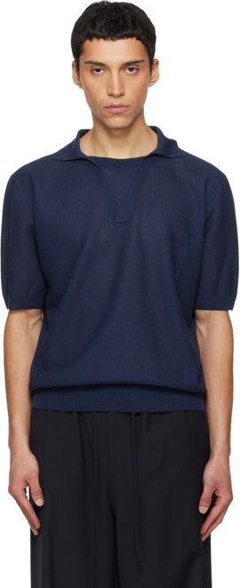 LE17SEPTEMBRE LE17SEPTEMBRE Navy Layered Neck Knit Polo