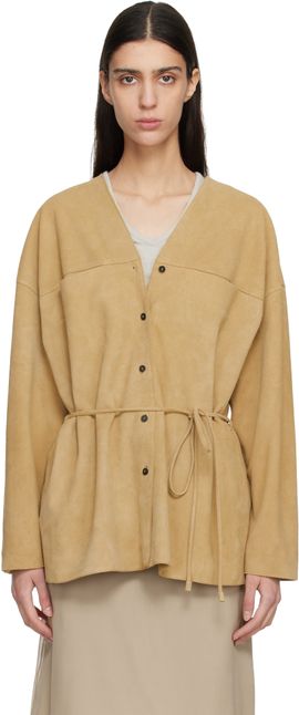 LE17SEPTEMBRE LE17SEPTEMBRE Tan Collarless Suede Jacket