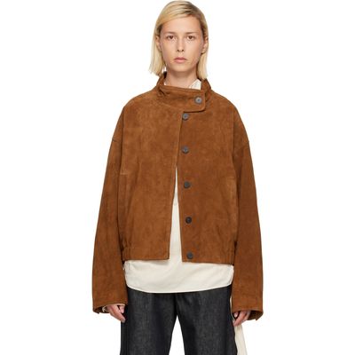 LE17SEPTEMBRE LE17SEPTEMBRE Tan Funnel Neck Suede Jacket