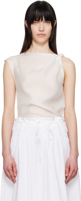 LE17SEPTEMBRE LE17SEPTEMBRE White Asymmetrical Draped Tank Top