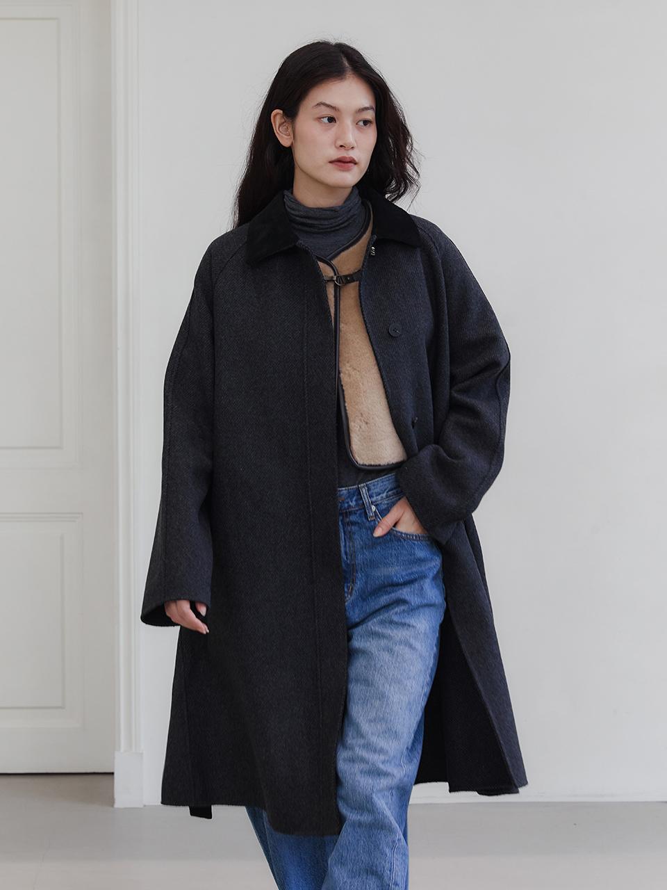 Le abonne Belted Handmade Coat_Dark Grey