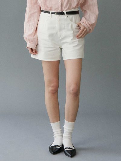 Le abonne Half Denim Pants_White