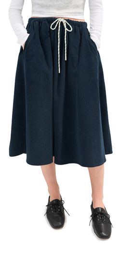 LE BOP LE BOP Arlen Corduroy Midi Skirt Dark Navy