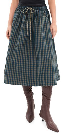 LE BOP LE BOP Arlen Midi Skirt Brown/Blue Gingham
