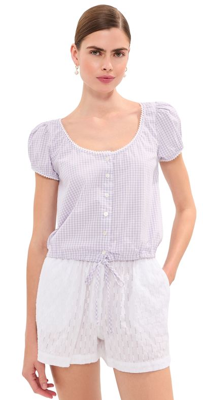 LE BOP LE BOP Babydoll Blouse Lilac Gingham