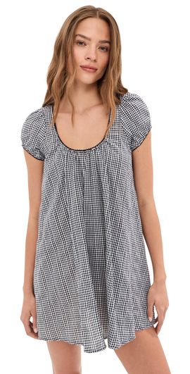 LE BOP LE BOP Babydoll Mini Dress Black/White Gingham