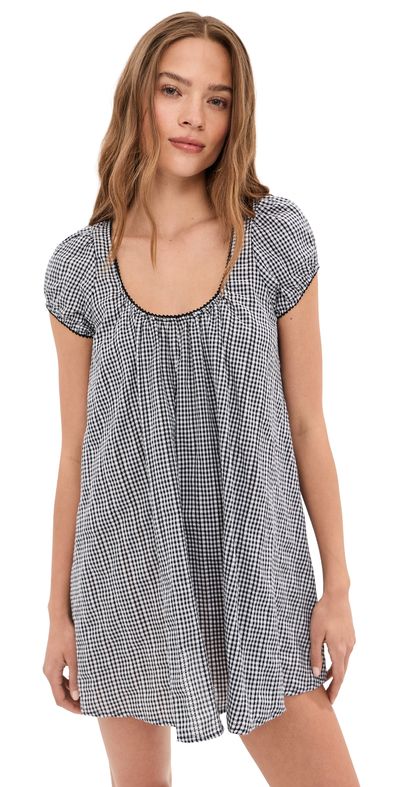 LE BOP LE BOP Babydoll Mini Dress Black/White Gingham