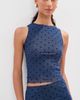 LE BOP LE BOP Carrie Tank Top Navy Flocked Polka Dot - 2