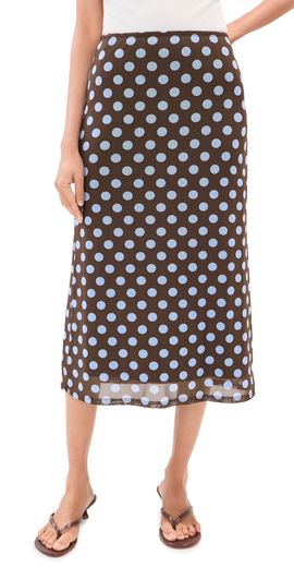 LE BOP LE BOP Emma Skirt Brown/Blue Polka Dot