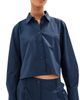 LE BOP LE BOP Felicity Boxy Cropped Poplin Button Down Shirt Navy - 1