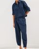 LE BOP LE BOP Felicity Boxy Cropped Poplin Button Down Shirt Navy - 5