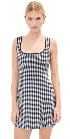 LE BOP LE BOP Gingham Knit Mini Dress Midnight/White