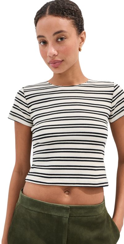 LE BOP LE BOP Hadley Baby Tee Black/White Stripe