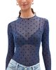 LE BOP LE BOP Hannah Polka-Dot Thong Bodysuit Navy Flocked Polka Dot - 1