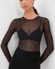 LE BOP LE BOP Hannah Striped Thong Bodysuit Black Striped Mesh - 2