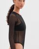 LE BOP LE BOP Hannah Striped Thong Bodysuit Black Striped Mesh - 4
