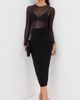 LE BOP LE BOP Hannah Striped Thong Bodysuit Black Striped Mesh - 5