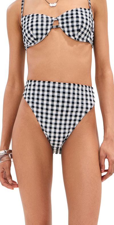 LE BOP LE BOP High Waisted Bikini Bottoms Gingham (Black/White)