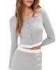 LE BOP LE BOP Izzy Cardigan Heather Grey/White - 1