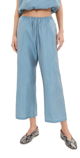 LE BOP LE BOP Kelsey Taffeta Cropped Mid Rise Pants Blue Pearl