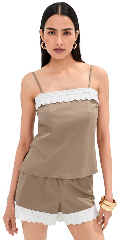 LE BOP LE BOP Lace Trim Tank Taupe