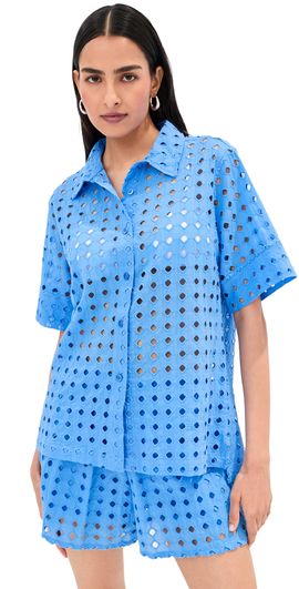 LE BOP LE BOP Leila Button Down T-Shirt Marina Blue