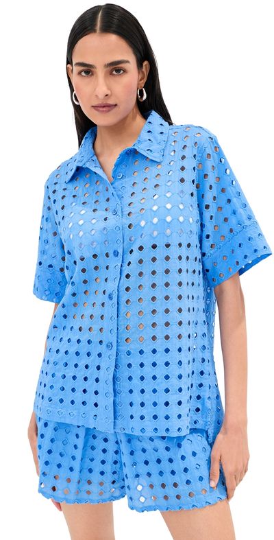 LE BOP LE BOP Leila Button Down T-Shirt Marina Blue