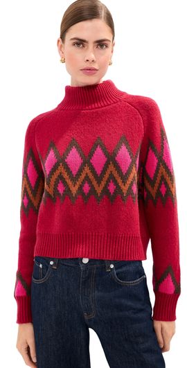 LE BOP LE BOP Lindsay Turtleneck Sweater Red Fair Isle