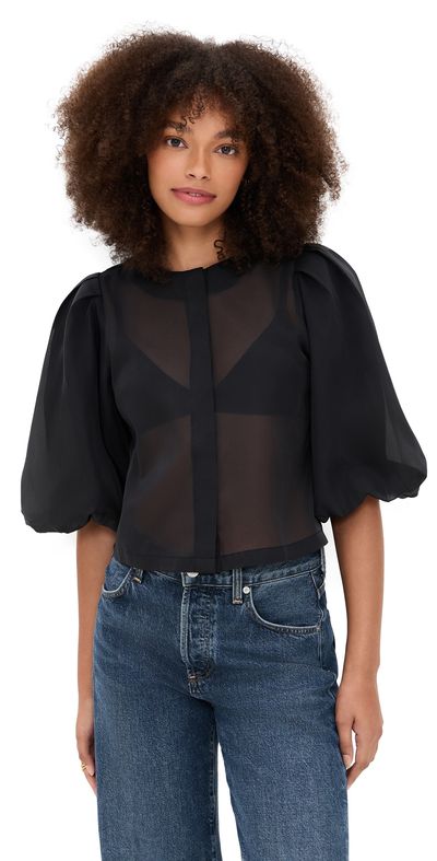 LE BOP LE BOP Liza Puff Sleeve in Organza Black