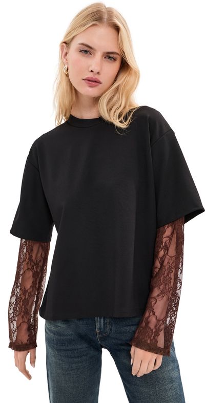 LE BOP LE BOP Lucy Double Lace Tee Black/Brown