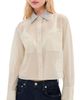 LE BOP LE BOP Organza Cropped Buttondown with Embellished Collar Ivory - 1