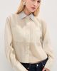 LE BOP LE BOP Organza Cropped Buttondown with Embellished Collar Ivory - 2