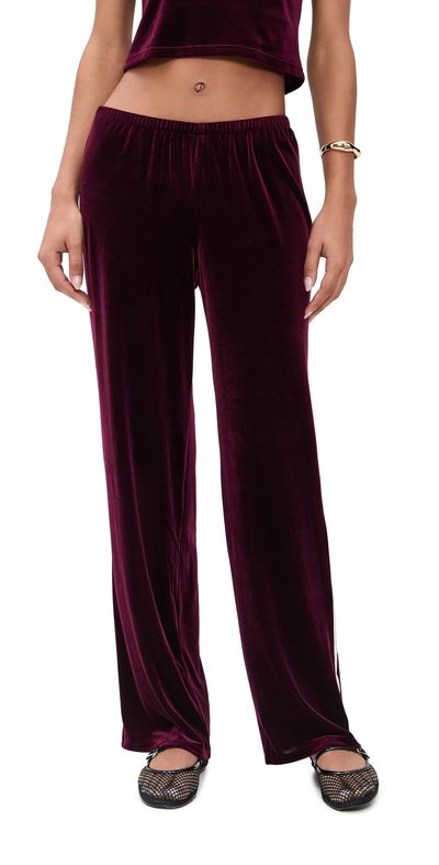 LE BOP LE BOP Paige Velvet Pants Wine/Ivory Stripe